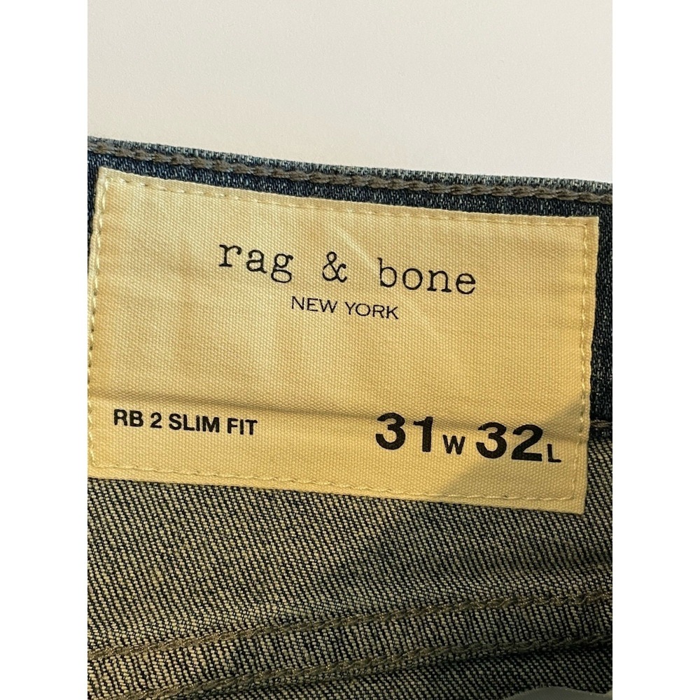 NEW Rag & Bone Fit 2 Slim Fit Jeans Mens 31x32 Bogart Blue Denim Stretch - Picture 4 of 10